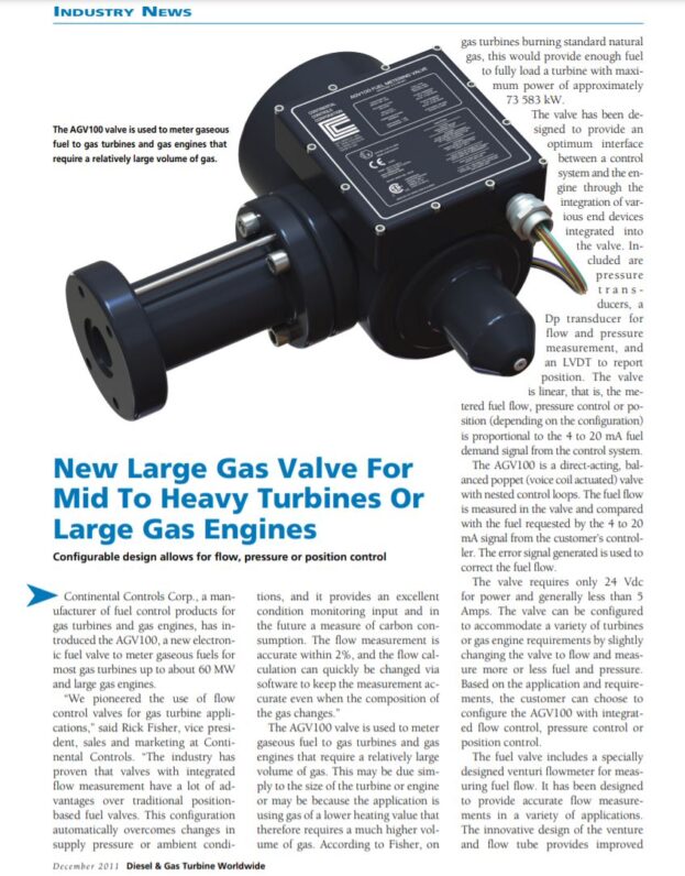 Large Gas Valve for Turbines & Gas Engines